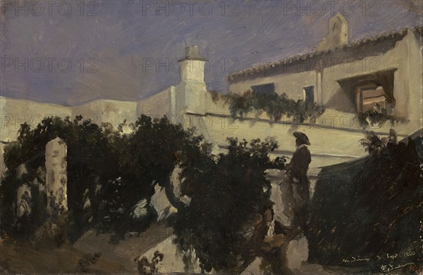 Villa in Medina-Sidonia (Andalusia), 1860 (3 Sept.), oil on paper, mounted on cardboard, 31 x 47.5 cm, inscribed, dated and signed lower right (carved into the paint layer): Medina 3 Sept. 1860, F. Buchser, Frank Buchser, Feldbrunnen/Solothurn 1828–1890 Feldbrunnen/Solothurn
