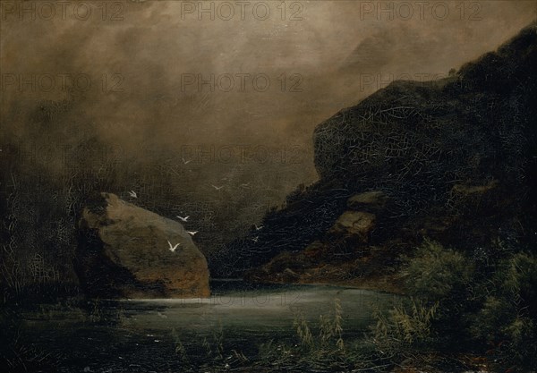 Mountain lake with seagulls, 1847, oil on canvas, 45.6 x 64.7 cm, not marked, Arnold Böcklin, Basel 1827–1901 San Domenico