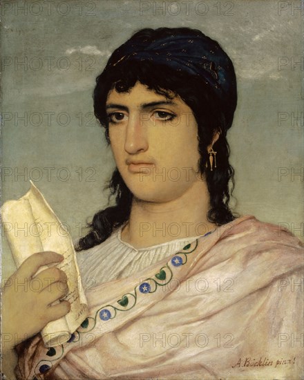 Sappho, 1862, wax paint on canvas, 56.5 x 45.5 cm, inscribed lower right: A. Böcklin pinx.t [superscripted], Arnold Böcklin, Basel 1827–1901 San Domenico