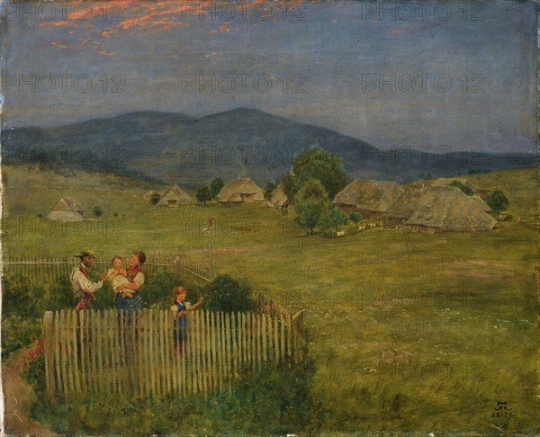In the Black Forest Garden, 1879, tempera (?) On canvas, 44.7 x 54.7 cm, monogrammed and dated lower right: HTh [HT ligated], 1879, Hans Thoma, Bernau im Schwarzwald 1839–1924 Karlsruhe