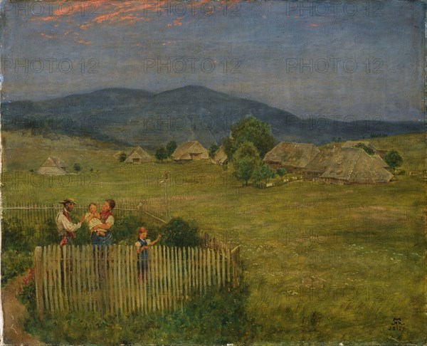 In the Black Forest Garden, 1879, tempera (?) On canvas, 44.7 x 54.7 cm, monogrammed and dated lower right: HTh [HT ligated], 1879, Hans Thoma, Bernau im Schwarzwald 1839–1924 Karlsruhe