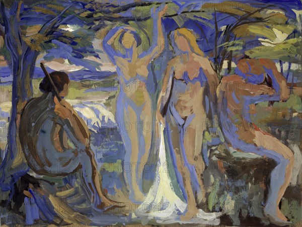 Judgment of Paris, c. 1913/15, tempera on paper, 44 x 58.5 cm |, 62 x 75 cm (m R.), Not marked, Paul Altherr, Lichtensteig/St. Gallen 1870–1928 Basel