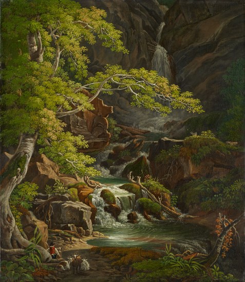 Waterfall in Münstertal, oil on canvas, 50 x 44 cm, not marked, Peter Birmann, Basel 1758–1844 Basel