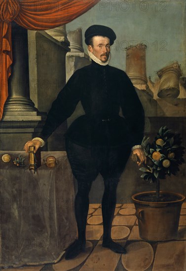 Portrait of Felix Platter, 1584, oil on canvas, 227 x 156 cm, inscribed and dated on the pillar in the right: 1584 • HBock • F, Hans Bock d. Ä., Zabern/Elsass um 1550/52–1624 Basel