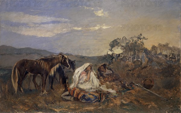 Resting Moors Couple, oil on canvas, 68 x 108.5 cm, unmarked, Frank Buchser, Feldbrunnen/Solothurn 1828–1890 Feldbrunnen/Solothurn