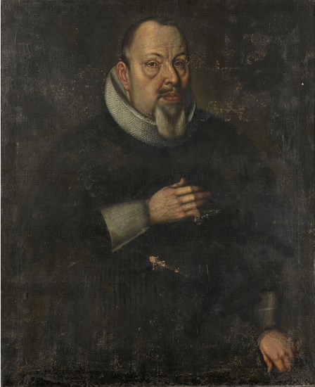 Portrait of a gray-haired man with a ruff, oil on canvas, 94.5 x 76.5 cm, unsigned, Deutscher Meister, 17. Jh.