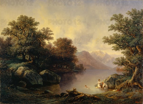 On Lake Brienz (The Bathers), 1842, oil on canvas, 187 x 257 cm, signed and dated lower right: FDiday., 1842 [FD ligated], François Diday, Genf 1802–1877 Genf