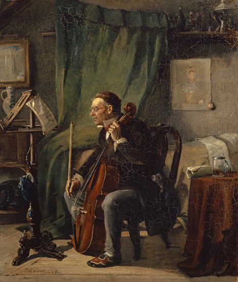 The difficult piece of music, 1863, oil on canvas, 54.2 x 46.2 cm, signed, inscribed and dated lower left: A Du Mont, Genève X 63, Alfred Paul Emile Etienne Dumont, Perry bei Rolle 1828–1894 Genf