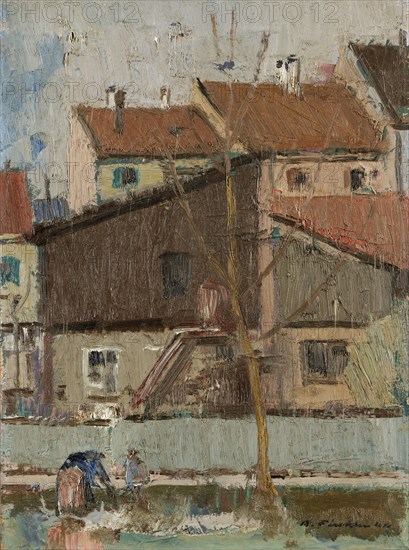 Studio Lookout, 1941, oil on board, 35 x 25.5 cm, signed and dated lower right: A. Fiechter 41. [last digit hard to read], Arnold Fiechter, Sissach/Baselland 1879–1943 Basel