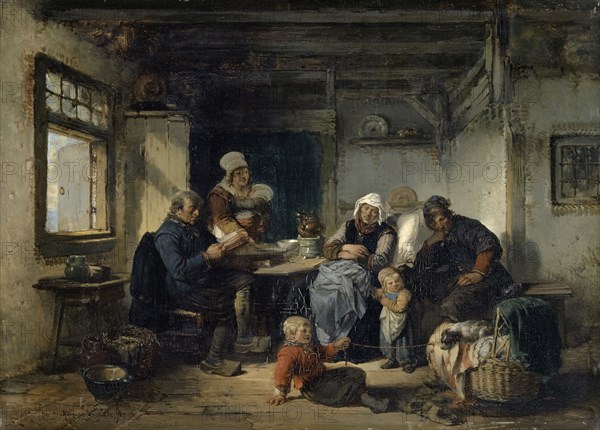 Farmhouse interior, oil on panel, 31.1 x 43.3 cm, signed and dated lower left: Herman ten Kate ft, Herman Frederik Carel ten Kate, Den Haag 1822–1891 Amsterdam