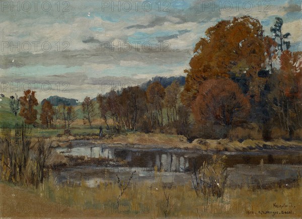 Landscape near Hauptwil, 1920, oil on board, on canvas, 32.5 x 44.5 cm, inscribed, dated and signed lower right: Hauptwil., 1920. C.Th.Meyer-Basel., Carl Theodor Meyer-Basel, Basel 1860–1932 St. Gallen