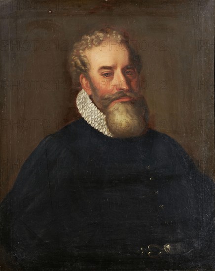 Portrait of a black-robed bearded gentleman, oil on canvas, 77.5 x 62 cm, unmarked, Schweizerischer Meister, 17. Jh.