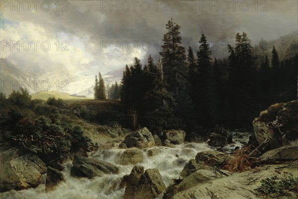 Mountain Landscape (Rosenlaui), 1866, oil on canvas, 81 x 120 cm, signed and dated lower left: J. G. Steffan pt. 1866., Munich, Johann Gottfried Steffan, Wädenswil 1815–1905 München