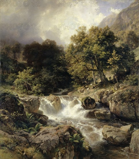Landscape with motifs from the Murg Valley on the Walensee, 1863, oil on canvas, 160 x 141 cm, signed and dated lower right: J. G. Steffan 1863 Munich (according to the works), Johann Gottfried Steffan, Wädenswil 1815–1905 München