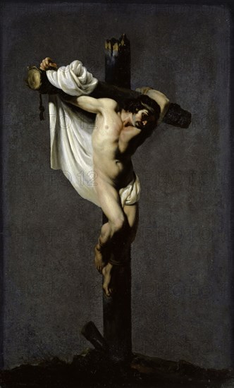 A Thief on the Cross, 1620-1660, Oil on Slate, 42.5 x 26.5 cm, Unmarked, Michelangelo Cerquozzi, Rom 1602–1660 Rom