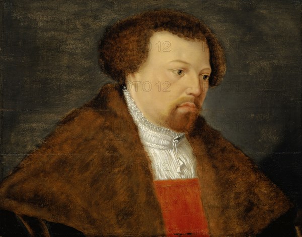 Portrait of a twenty-four-year-old man, oil on linden wood, 45.5 x 58 cm, Süddeutscher Meister, 16. Jh., (Kopie nach / copy after)
