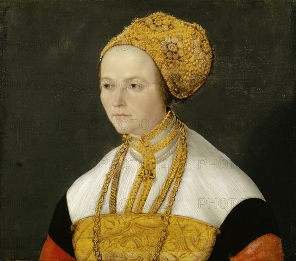 Portrait of a thirty-one-year-old woman, oil on oak, 50 x 58 cm, Süddeutscher Meister, 16. Jh., (Kopie nach / copy after)
