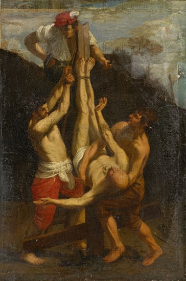 Crucifixion Petri, oil on canvas, 77 x 52 cm, not specified, Guido Reni, (Kopie nach / copy after), Bologna oder Calvenzano 1575–1642 Bologna