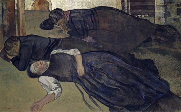 Femmes dormant, 1928, tempera on canvas, 115.5 x 185.5 cm, signed and dated lower left: ED VALLET 1928, Edouard Vallet, Genf 1876–1929 Cressy b. Genf