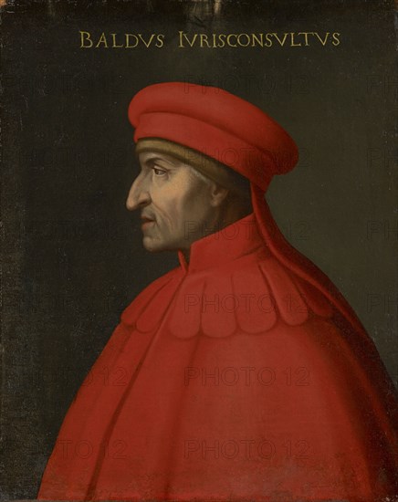 Portrait of Baldo degli Ubaldi, oil on canvas, 76.5 x 63 cm, unmarked., Above: BALDVS IVRISCONSVLTVS, Cristofano (di Papi) dell' Altissimo, (Kopie nach / copy after), um 1525–1605 Florenz