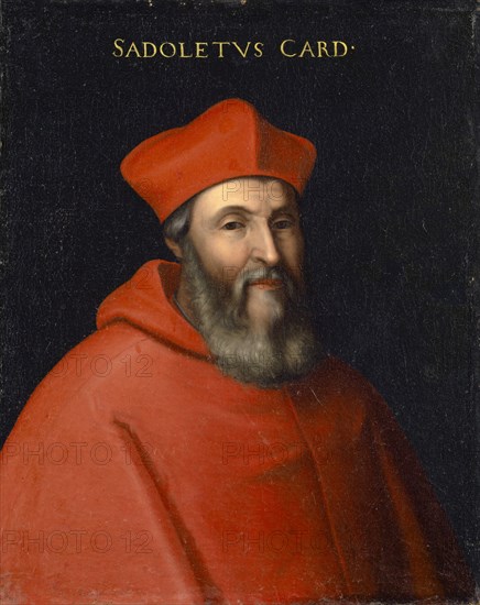 Portrait of Jacopo Sadoleto, oil on canvas, 77.5 x 62.5 cm, unsigned., Above: SADOLETVS CARD • [INALIS], Cristofano (di Papi) dell' Altissimo, (Kopie nach / copy after), um 1525–1605 Florenz
