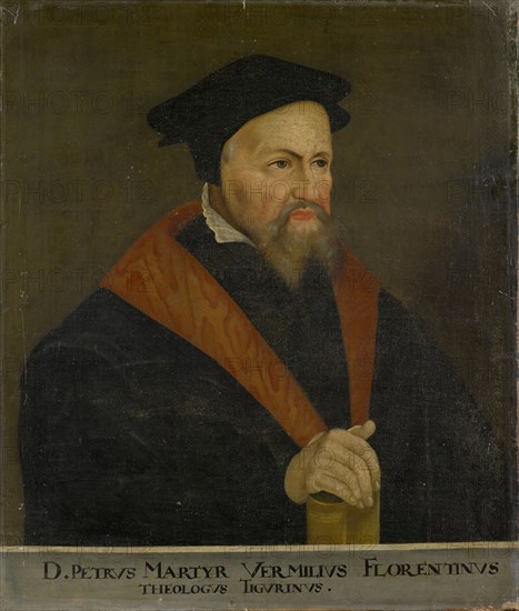 Portrait of Peter Martyr Vermigli, c. 1635, oil on canvas, 69 x 58.5 cm, unmarked., Below: D. PETRVS MARTYR VERMILIV'S FLORENTINVS, THEOLOGVS TIGVRINVS •, Hans Asper, (Kopie nach / copy after), Zürich um 1499–1571 Zürich