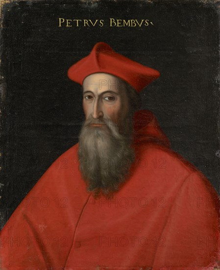 Portrait of Pietro Bembo, oil on canvas, 77.5 x 63 cm, unmarked., Above: PETRVS BEMBVS -, Cristofano (di Papi) dell' Altissimo, (Kopie nach / copy after), um 1525–1605 Florenz