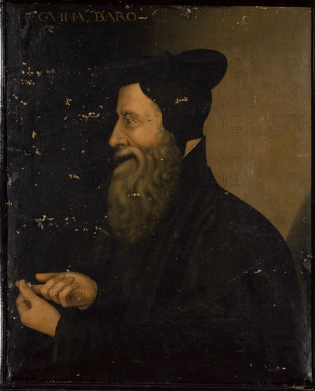 Portrait of Eguinaire François, Baron de Kerlouan, oil on canvas, 82.2 x 68 cm, unmarked., Top left: AEGVINA BARO, Schweizerischer Meister, 17. Jh.