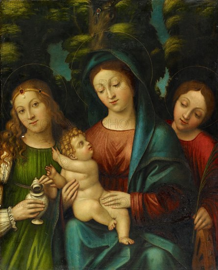 Madonna with child and the hll., Maria Magdalena and Katharina, oil on panel, 75.9 x 61.4 cm, unsigned, Giovanni Francesco Caroto, Verona 1478/82–1555 Verona
