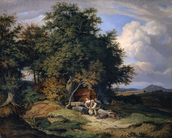 Autumn forest with shepherd family, 1837, oil on canvas, 90.4 x 112 cm, signed lower right: L. Richter., 1837., (Adrian) Ludwig Richter, Dresden (Friedrichstadt) 1803–1884 Dresden (Dresden-Loschwitz?)