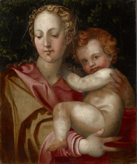 Madonna and Child, oil on panel, 58 x 48.5 cm, unsigned, Rosso Fiorentino, (Nachahmer / imitator), Florenz 1494–1540 Paris/Fontainebleau