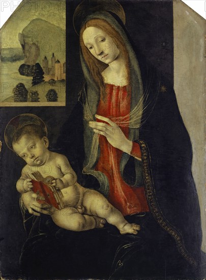 Madonna with Child, mixed media on wood, 80 x 59.5 cm, not specified, Filippino Lippi, (Schule / school), Prato um 1457–1504 Florenz