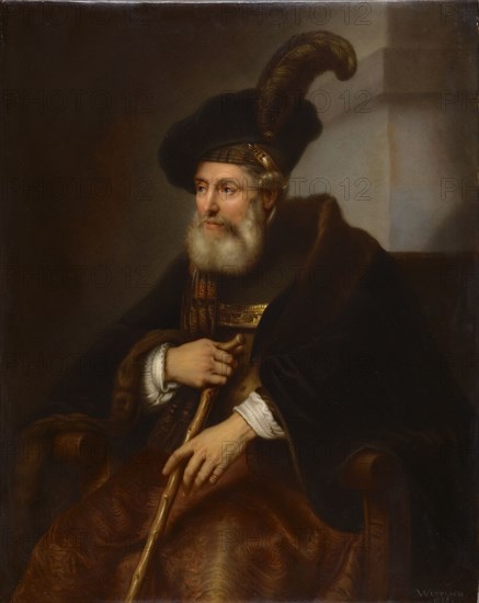 Copy after Rembrandt: Portrait of an old man, 1858, porcelain painting, 38 x 30.5 cm, signed and dated lower right: WUSTLICH., 1858, Otto Wustlich, Pfaffendorf/Niederbayern 1819–1886 Schönberg/Niederbayern