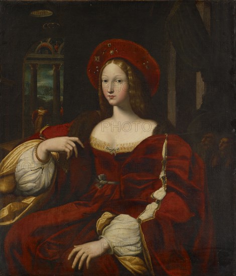 Portrait of Dona Isabel de Requesens, Viceroy of Naples (formerly known as the Portrait of Princess Johanna of Aragon), oil on canvas, 111 x 96 cm, unmarked, Raffael, (Kopie nach / copy after), Urbino 1483–1520 Rom, Giulio Romano, (Kopie nach / copy after), Rom 1492/99–1546 Mantua