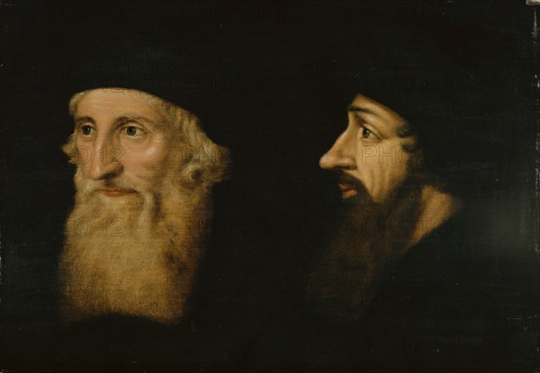 Double Portrait of John Wyclif and Johannes Oekolampad, c. 1600, oil on panel, 29 x 43 cm, unsigned, Hans Bock d. Ä., (?), Zabern/Elsass um 1550/52–1624 Basel, Hans Asper, (Kopie nach / copy after), Zürich um 1499–1571 Zürich