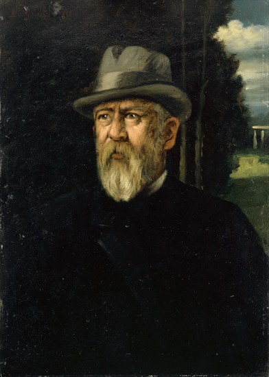 Copy after Ernst Würtenberger: Portrait Arnold Böcklin at the age of approx. 69-70 years, around 1896-1897, oil on cardboard, 48 x 34 cm, Signed top left: E. Rüdisühli, Eduard Rüdisühli, Basel 1875–1938 Rorschacherberg