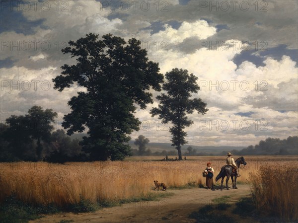 Grain harvest, oil on canvas, 61 x 81 cm, signed lower left: R. Zünd, Robert Zünd, Luzern 1827–1909 Luzern