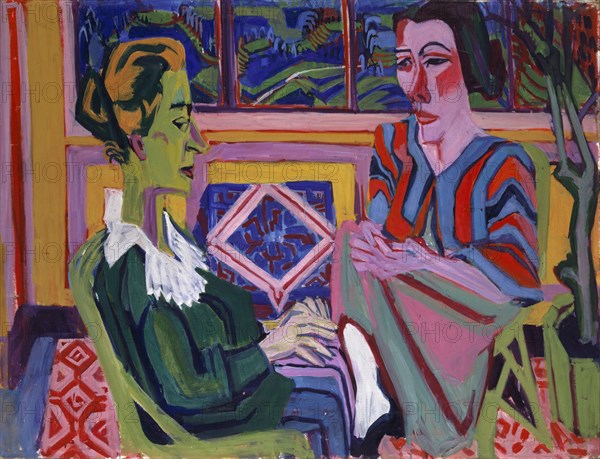Woman and Girl, 1924, oil on canvas, 114.7 x 150.5 cm, unsigned, Albert Müller, Basel 1897–1926 Obino/Tessin