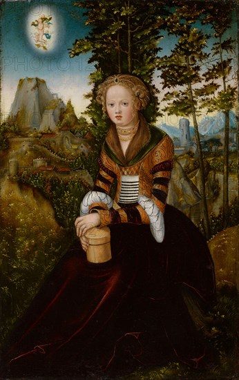 The hl., Maria Magdalena, wood, 41 x 26 cm, unmarked, Lucas Cranach d. Ä., Kronach 1472–1553 Weimar