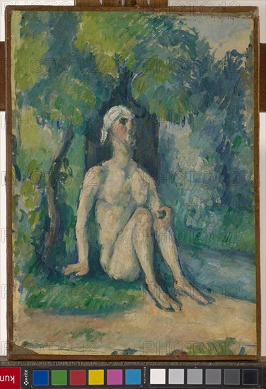 Baigneur assis au bord de l 'eau, c. 1876, oil on canvas, 29 x 21 cm, unmarked, Stiftung Im Obersteg, deposit in the Kunstmuseum Basel 2004, Paul Cézanne, Aix-en-Provence 1839–1906 Aix-en-Provence