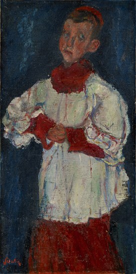 L'enfant de choeur, around 1927, oil on canvas, 77.5 x 39 cm, signed and dated, l .: Soutine, Stiftung Im Obersteg, deposit in the Kunstmuseum Basel 2004, Chaïm Soutine, Smilowitschi bei Minsk 1893–1943 Paris