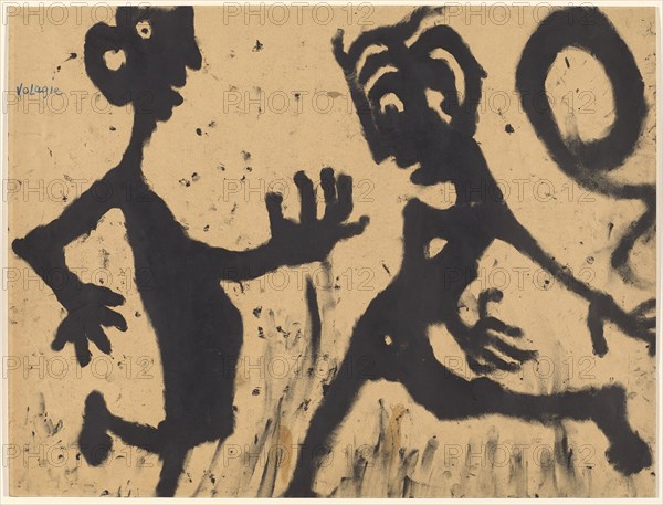 Volagie, 1937/42, fingerprint, black ink on paper, 44 x 58 cm, inscribed o. L .: Volagie, Stiftung Im Obersteg, deposit in the Kunstmuseum Basel 2004, Louis Soutter, Morges/Waadt 1871–1942 Ballaigues/Waadt