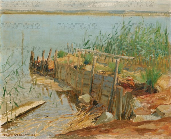 Uferstudie am Untersee, 1925, oil on canvas, on board, 35.5 x 44.5 cm, signed and dated lower left: FRITZ VOELLMY 25, Fritz Voellmy, Basel 1863–1939 Basel