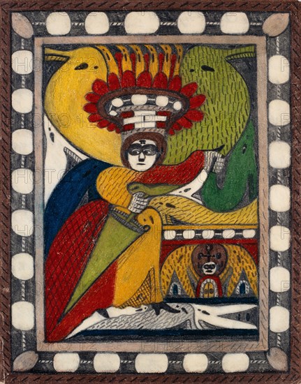 Skt. Adolf = Throne, = Alpa = Roosali, 1917, pencil and crayon, sheet: 28.9 x 22 cm, recto without text verso 1. Here, on the front: Is the Skt., Adolf = Throne, = Alpa = Roosali, Grand Divine, and Grossgroß =, keiserliche Großgroß = Highness, Krohn = Prinzessinn of, around: 450 hours, Ausrechnungs =, Ansatzhaltenden Skt. Adolf =, Throne, in Switzerland., The last, in my part my dear, consort, in an impeccable man = form, with speaking =, the organ, reaches a height of 4½ to 5½ feet., The equal, civilized, and laboring, head-to-number, gigantic star =, ke Kong = regattion, is consistently, well, organized., [left on the margin, v.o.n.u.] Getz., Skt. Adolf, II. Bern, Switzerland., Accident., Adolf Wölfli, Bowil/Bern 1864–1930 Bern