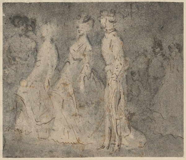 Two women are addressed, pen and ink, mounted, leaf: 11.4 x 13.4 cm, not marked, Constantin Guys, Vlissingen 1802–1892 Paris