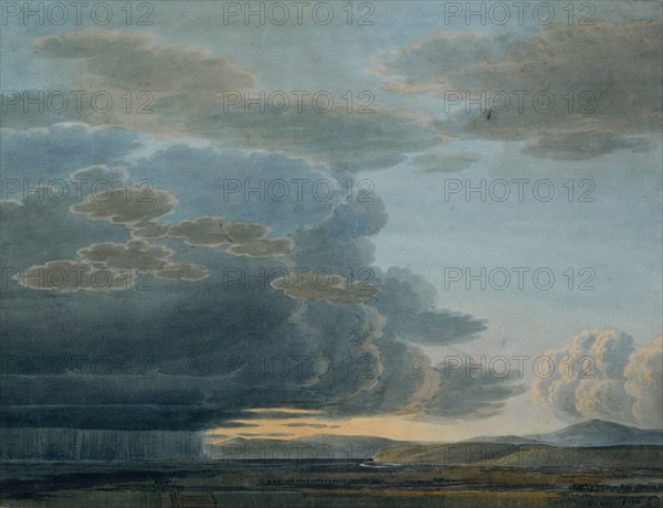 Rain clouds over the midland (evening seascape), 1810, pencil, watercolor, sheet: 31.2 x 40.4 cm, Samuel Birmann, Basel 1793–1847 Basel