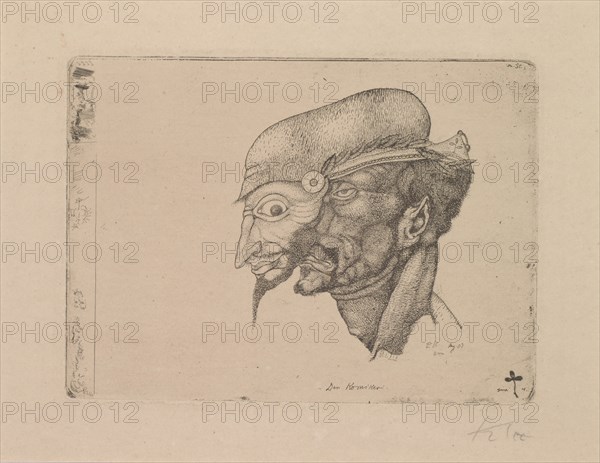 The Comedian, 1903, 3, etching on zinc, proof, sheet: 24 x 32.3 cm |, Plate: 11.8 x 16.1 cm, Monogrammed in plate r.u .: PK, designates r.o .: m.St ., dated r.u .: Aug 03 Bern, inscribed middle below: The comedian, inscribed in pencil l.u .: first version of the comedian, signed r.u .: Klee, Paul Klee, Münchenbuchsee/Bern 1879–1940 Muralto b. Locarno/Tessin
