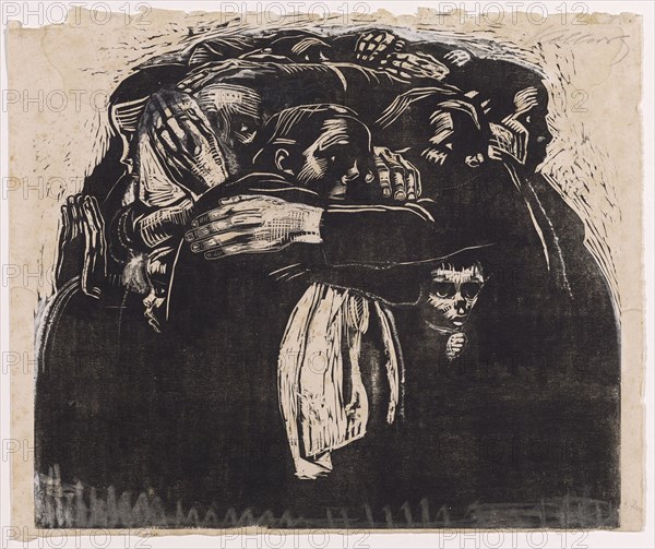 The Mothers, mid-Oct 1921 - latest in early 1922, woodcut on Japanese paper, revised, II, VII, page: 36.5 x 43.1 cm (largest mass) |, Picture: 34 x 40 cm, O. r., signed in pencil: Kollwitz, Käthe Kollwitz, Königsberg in Preussen (heute Kaliningrad) 1867–1945 Moritzburg bei Dresden