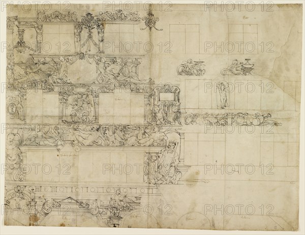 Design for a façade painting with Janus, c. 1575/77, feather in black, leaf: 57.3 x 75.5 cm, Hans Brand, (zugeschrieben / attributed to), Basel 1552–1577/78 (?) Basel