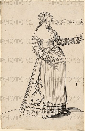 Woman with playing cards, c. 1515/16, pen in black, sheet: 18.4 x 11.9 cm, O. r., denominated: Dz are Meyne sey, Urs Graf, Solothurn um 1485 – 1527/28